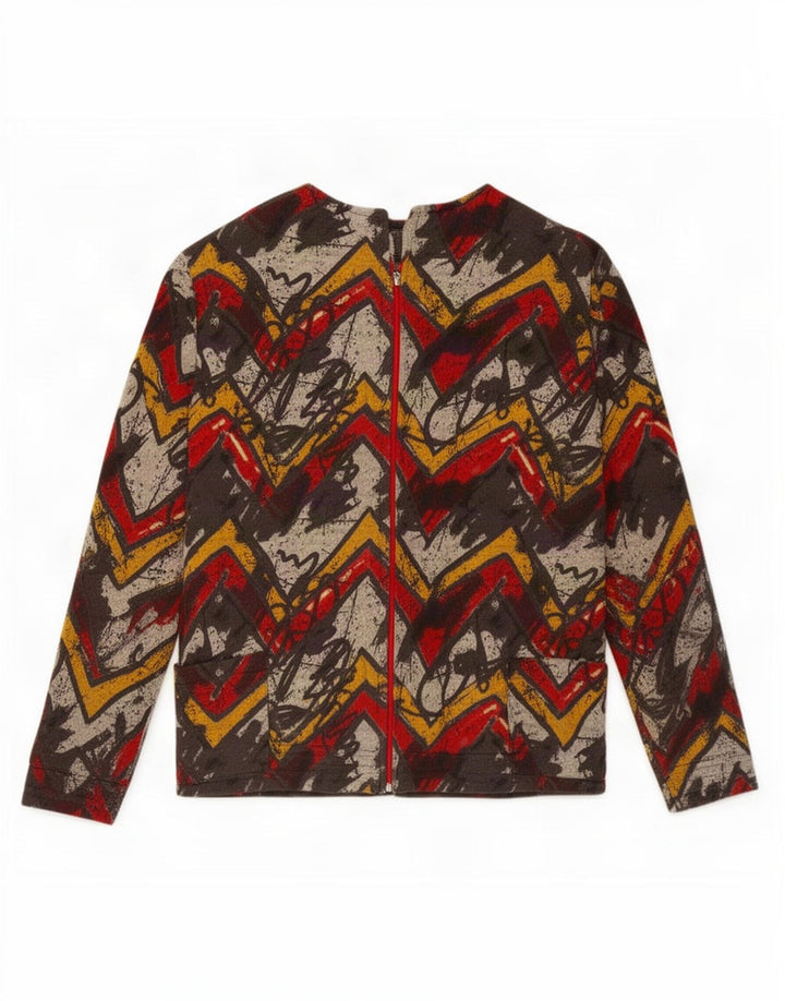 vintage Femmes Motif Abstrait Survêtement Top Veste UK 18 XL Multicolore