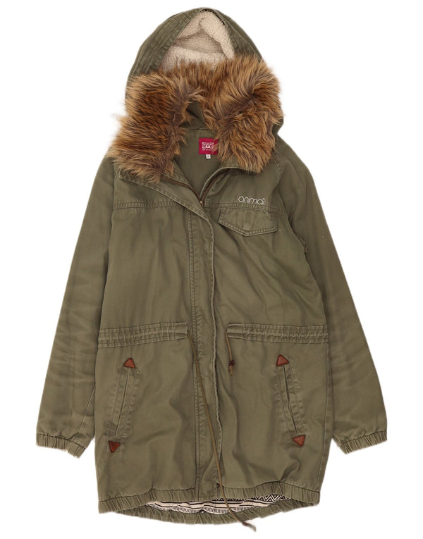 Parka à capuche pour femme Animal UK 14 Large Kaki Coton
