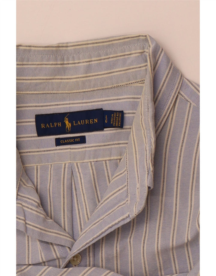 POLO RALPH LAUREN Chemise à manches courtes pour hommes, coupe classique, grandes rayures bleues