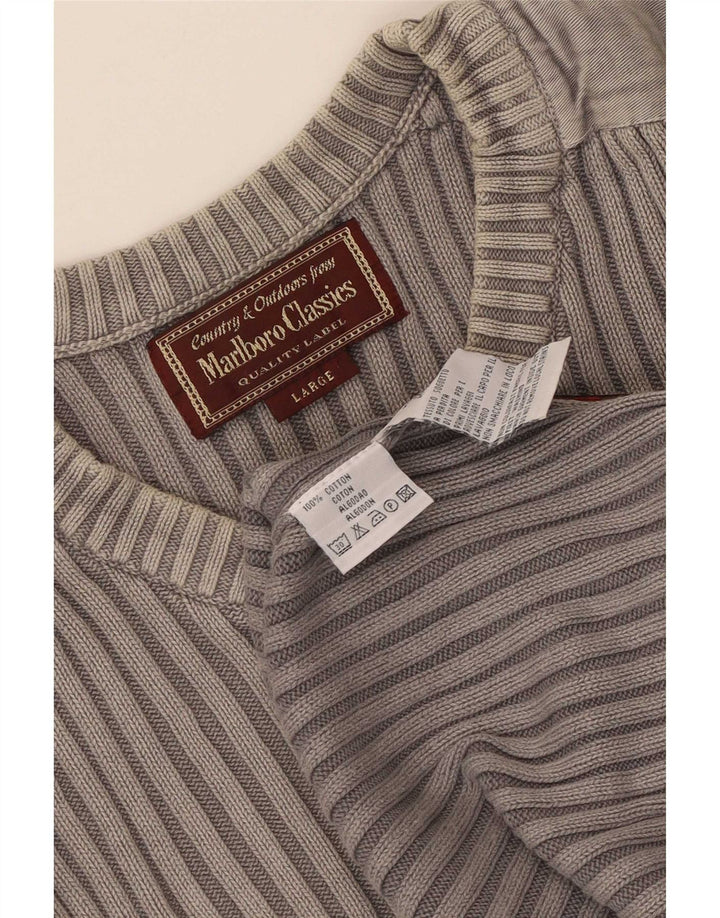 Marlboro Classics Pull col V pour homme en coton gris Taille L