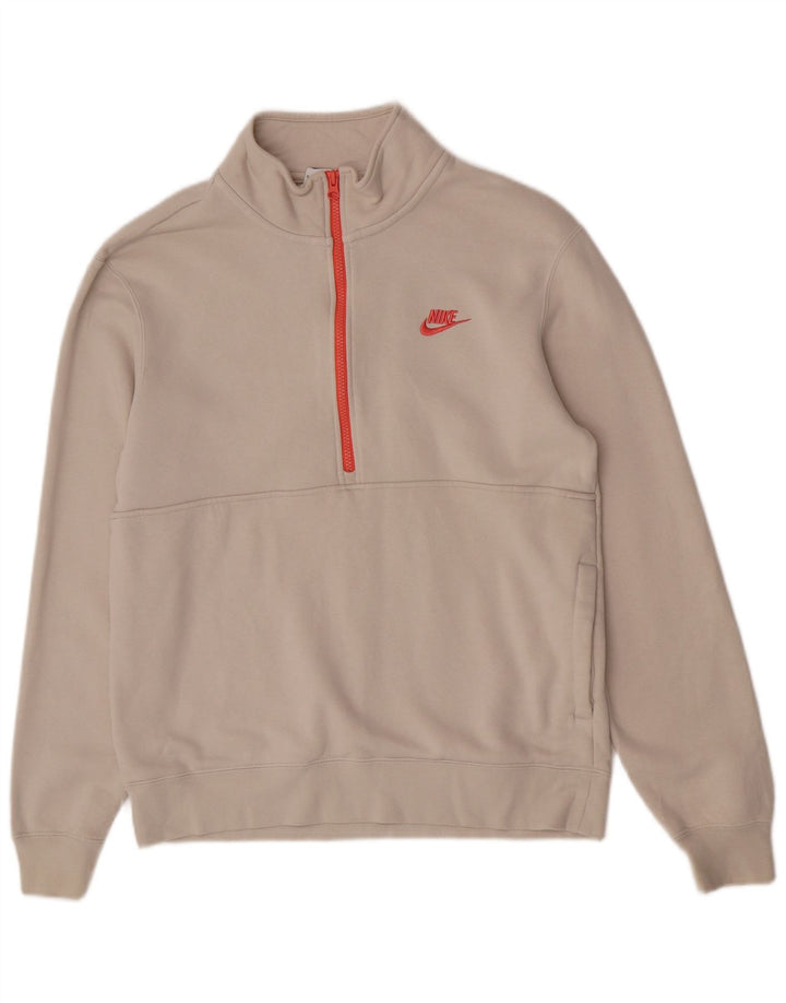 Nike Sweat-shirt à col zippé en coton blanc cassé moyen pour homme