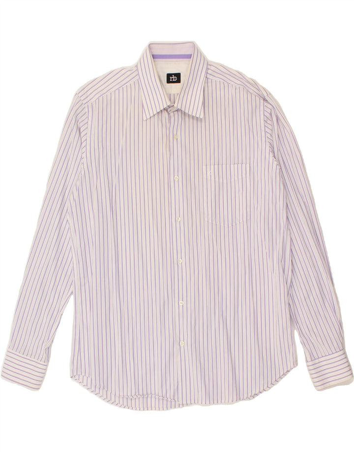 ROCCOBAROCCO Mens Shirt Size 17 43 XL Purple Striped Vintage Roccobarocco and Second-Hand Roccobarocco from Messina Hembry 