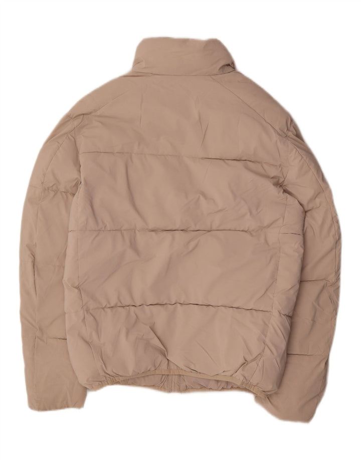 Zara Veste matelassée surdimensionnée pour femme UK 10 Petit nylon beige