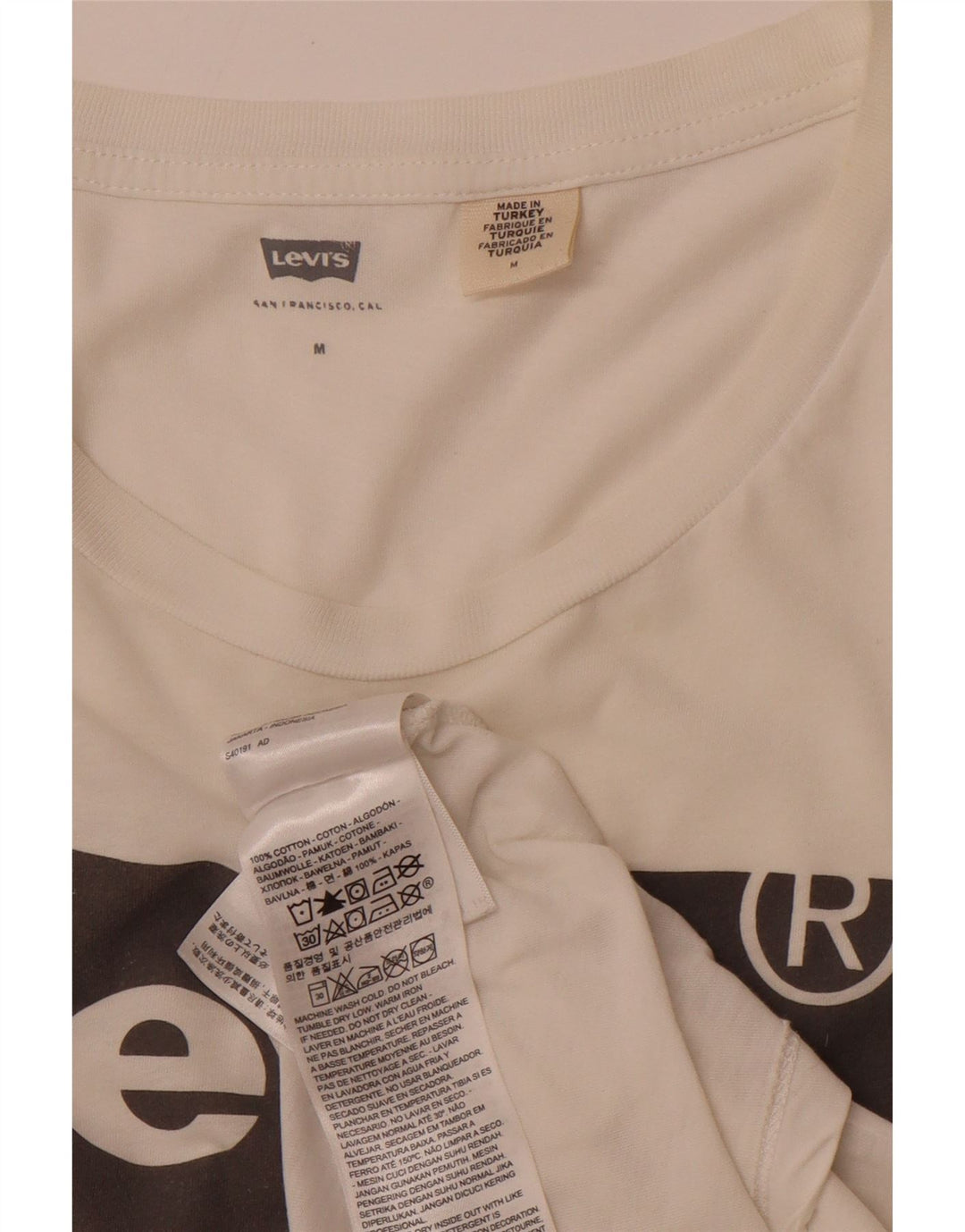 LEVI'S T-Shirt Graphique Femme UK 12 Coton Blanc Moyen