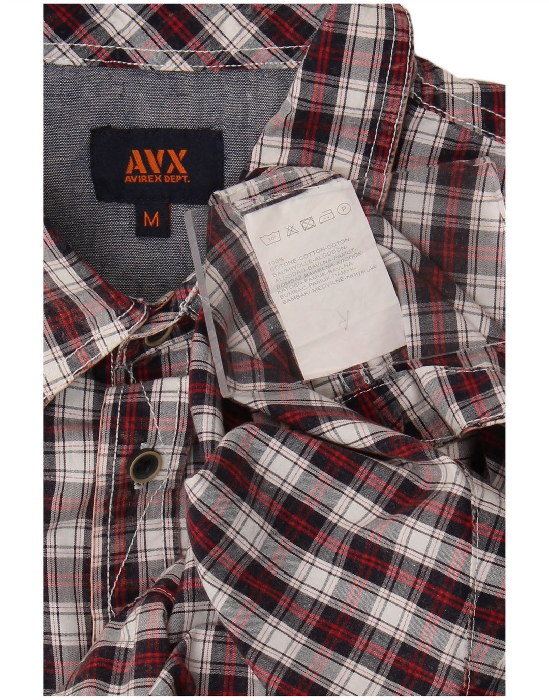 AVIREX Chemise à manches courtes pour homme en coton à carreaux rouge moyen