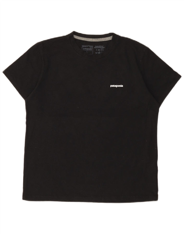 Patagonia Femmes Graphique T-Shirt Top UK 16 Large Noir Polyester
