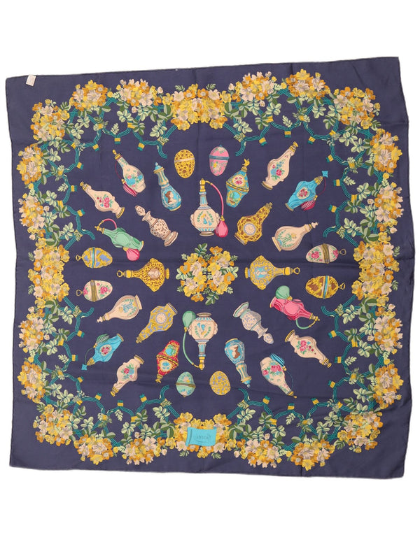 Gucci Écharpe carrée graphique pour femme taille unique en soie florale bleu marine classique
