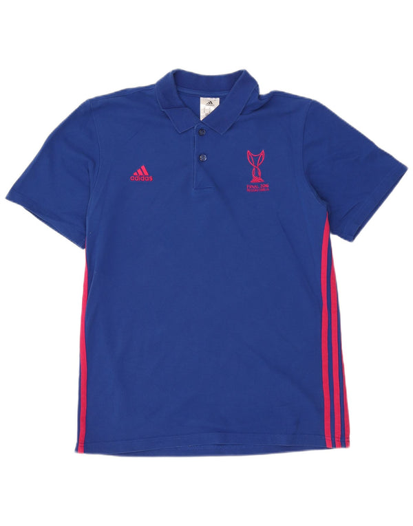 Adidas Mens Graphic Polo Shirt Medium Blue Cotton
