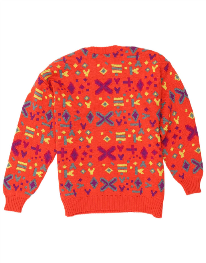 Pancari Pull à col rond pour homme en laine géométrique rouge