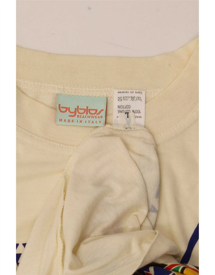 Byblos Homme T-Shirt Graphique Haut Large Beige Coton