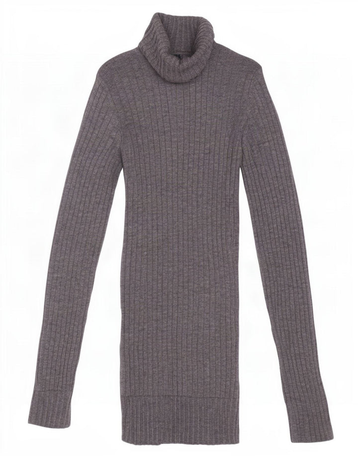 Zara Femme Pull Col Roulé Pull UK 8 Petite Laine Grise