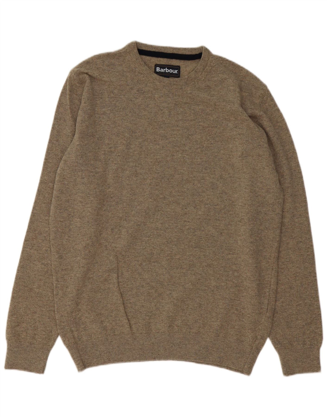 Barbour Pull à col rond pour homme en laine grise grande taille