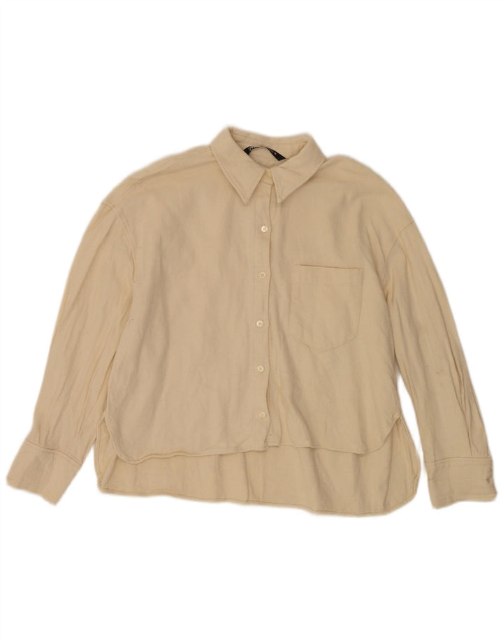 Zara Surchemise Femme UK 10 Petit Coton Beige