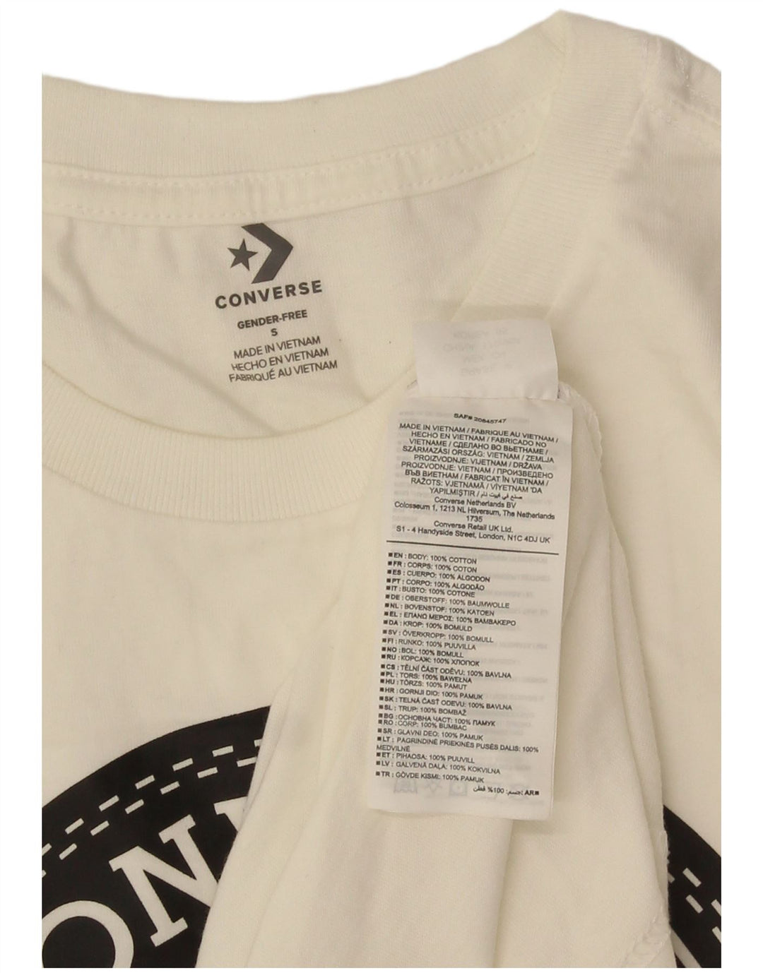 Converse T-Shirt Graphique Homme Petit Blanc Cassé Coton