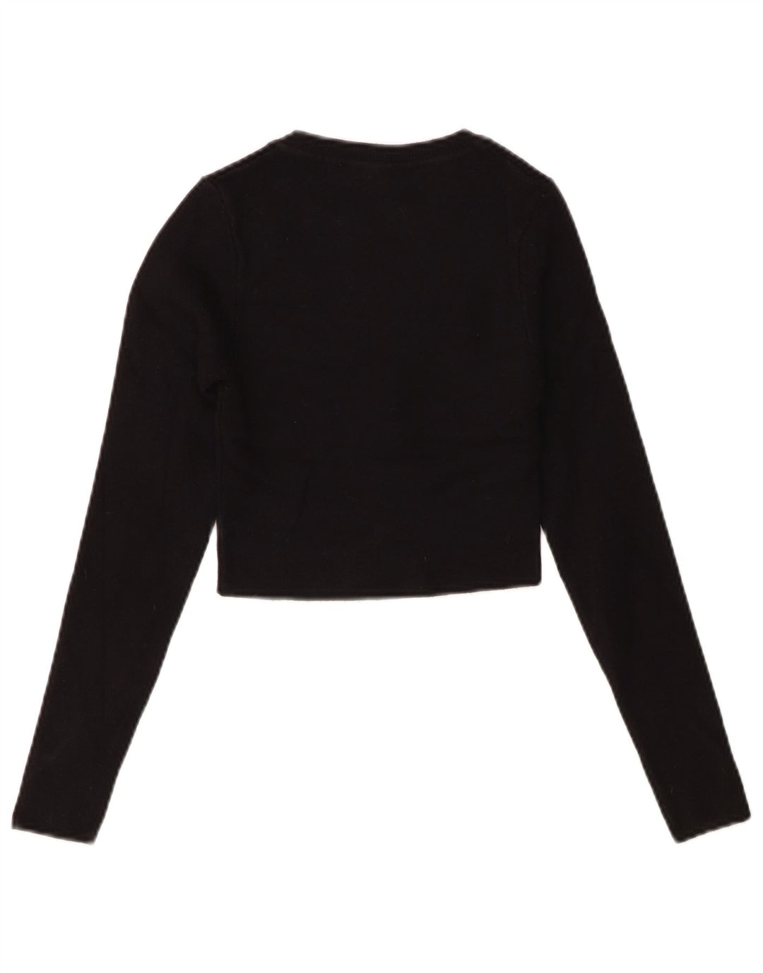 Zara Womens Crop Top Manches Longues UK 8 Small Noir Viscose