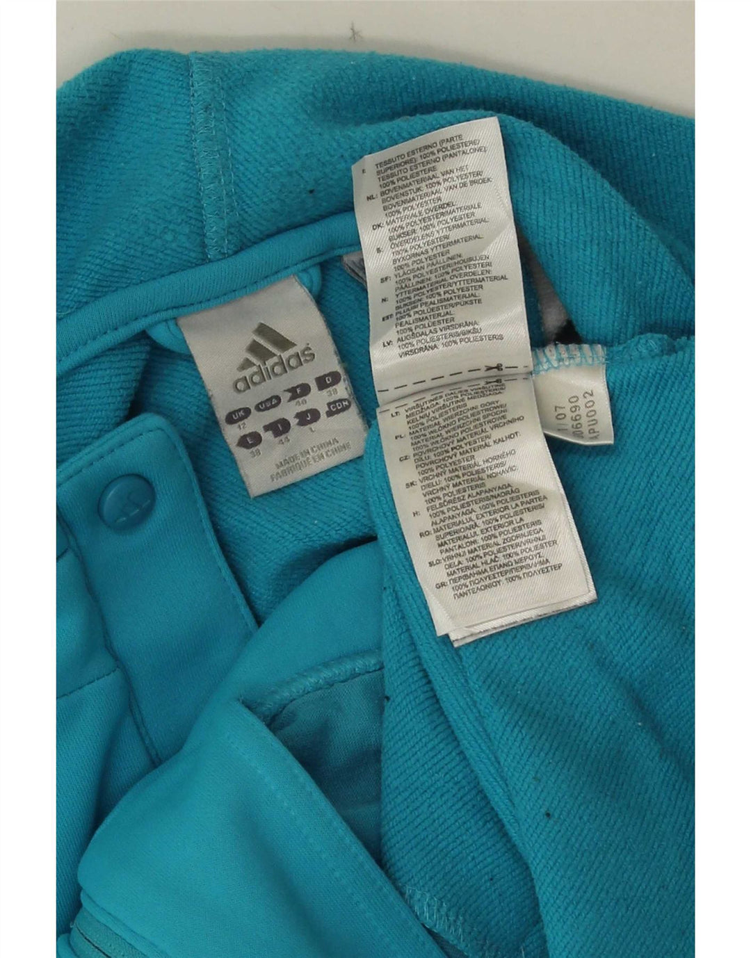 Adidas Pull à capuche zippé pour femme UK 12 Bleu moyen Colorblock Polyester