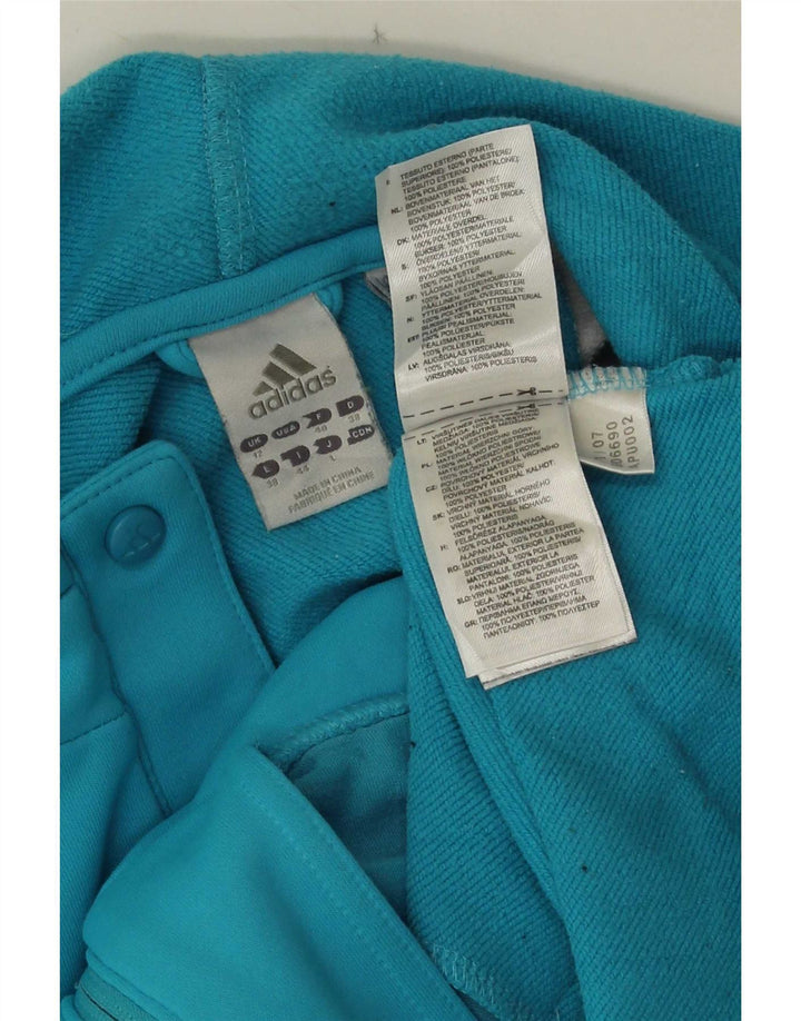 Adidas Pull à capuche zippé pour femme UK 12 Bleu moyen Colorblock Polyester