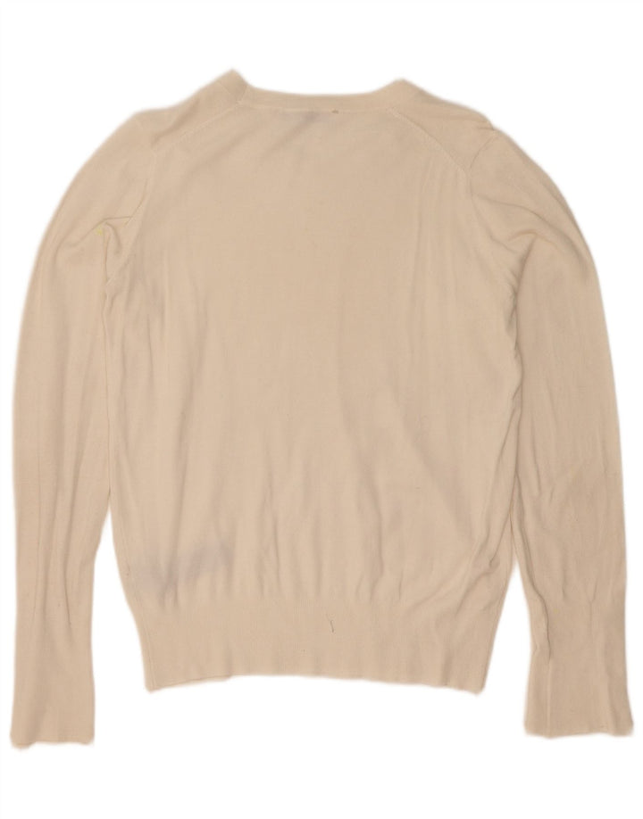 Zara Femme Pull Col Bateau UK 12 Medium Blanc Viscose