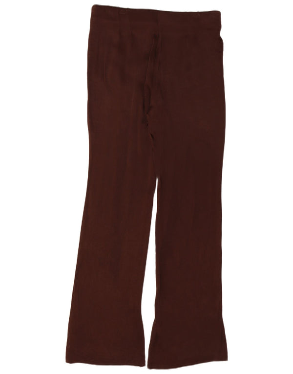 Zara Pantalon décontracté taille haute bootcut pour femme Large W30 L32 Viscose marron