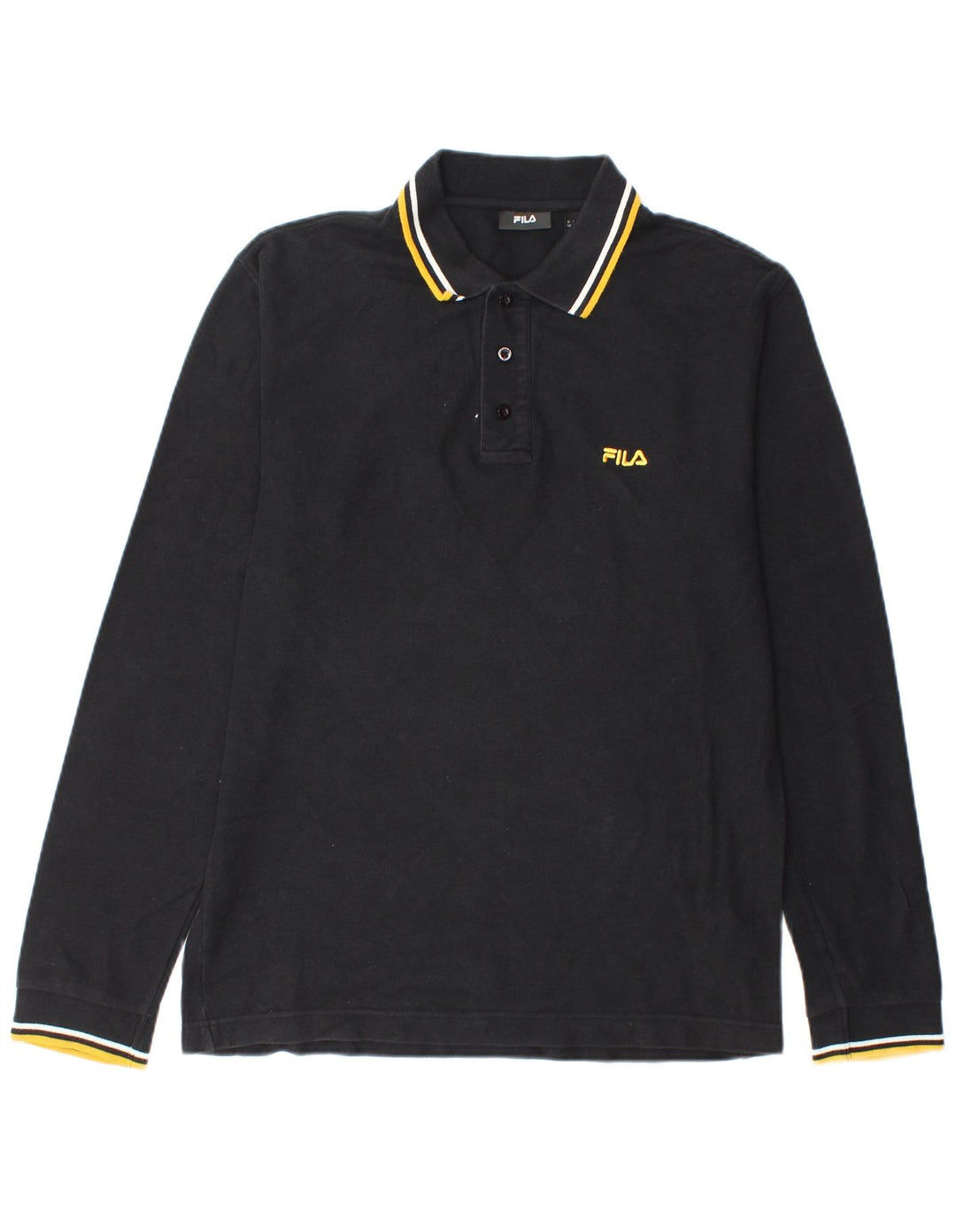 Fila Polo à Manches Longues Homme Noir Moyen Coton