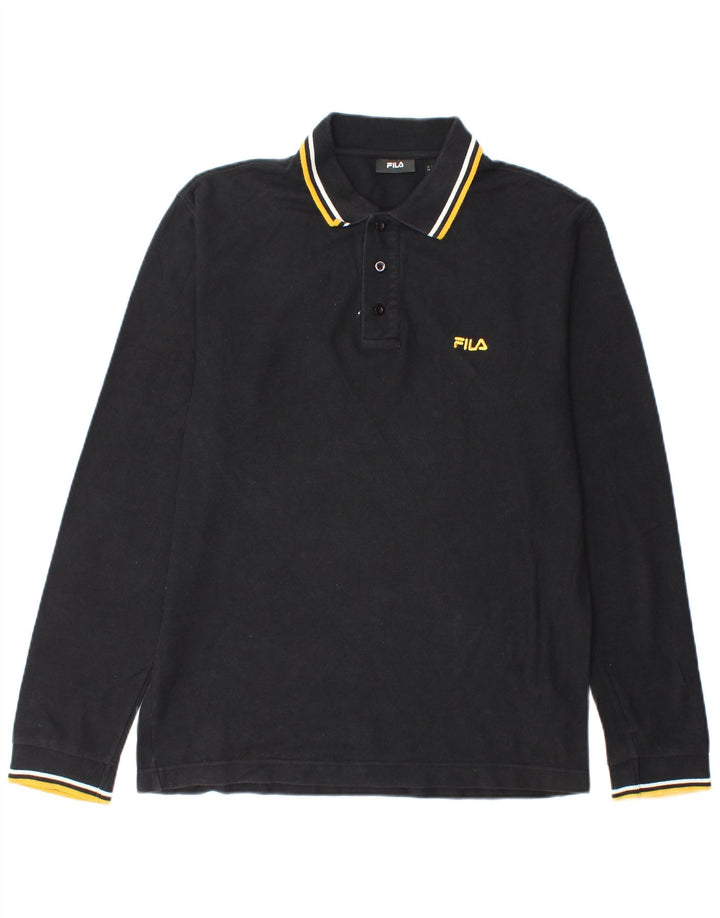 Fila Polo à Manches Longues Homme Noir Moyen Coton