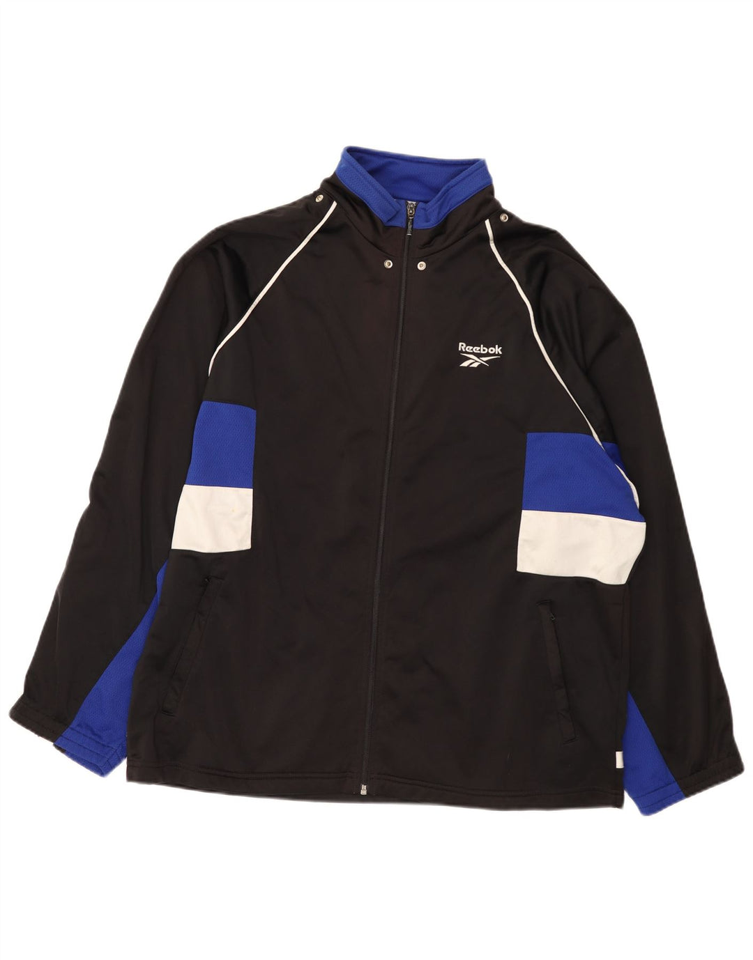 Reebok Veste de survêtement graphique pour hommes, grand noir, polyester color block