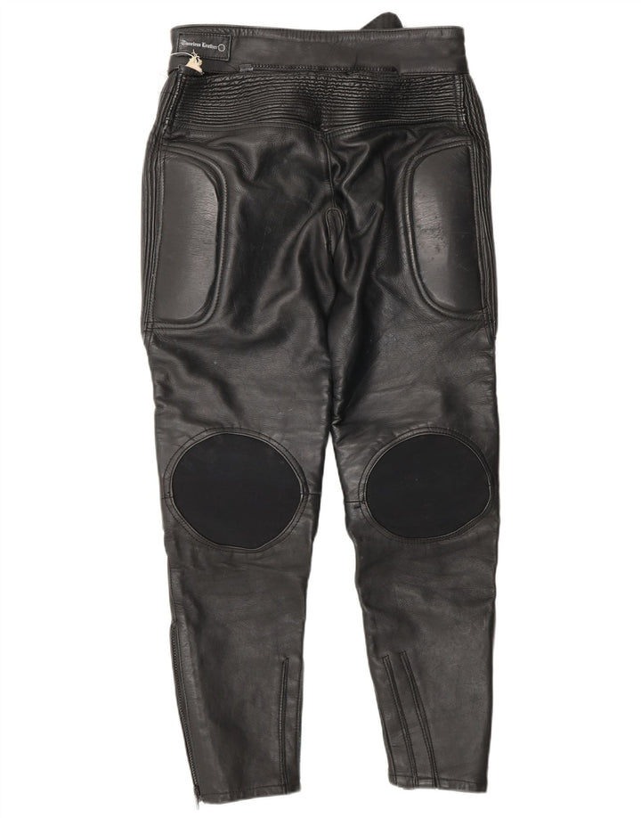 VINTAGE Pantalon motard en cuir pour homme W32 L23 Noir