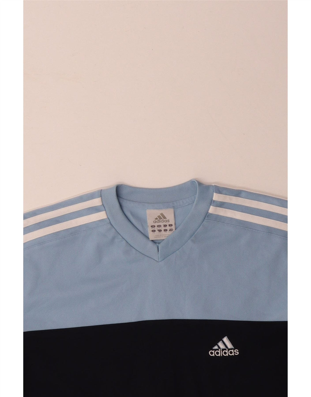 ADIDAS T-Shirt Homme UK 34/36 Petit Bleu Colorblock Coton
