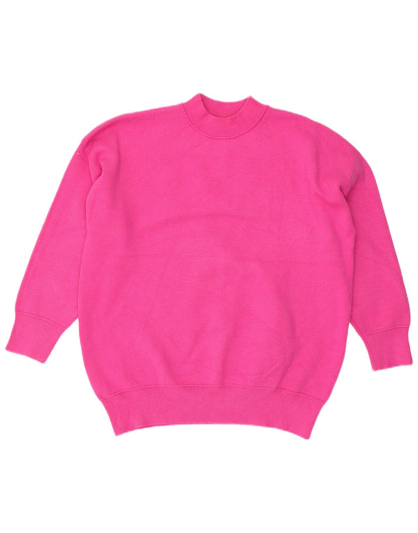 Zara Pull surdimensionné à col rond pour femme UK 14 Viscose rose moyen