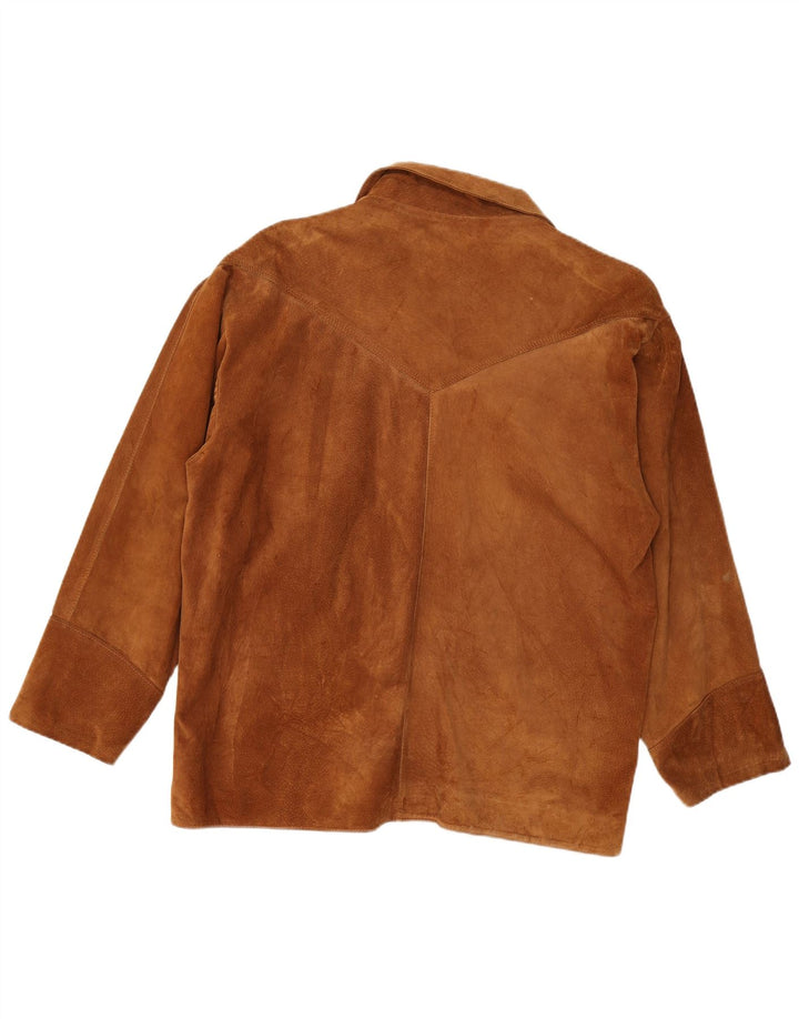 VINTAGE Veste blazer en daim à 3 boutons pour homme UK 42 XL Marron