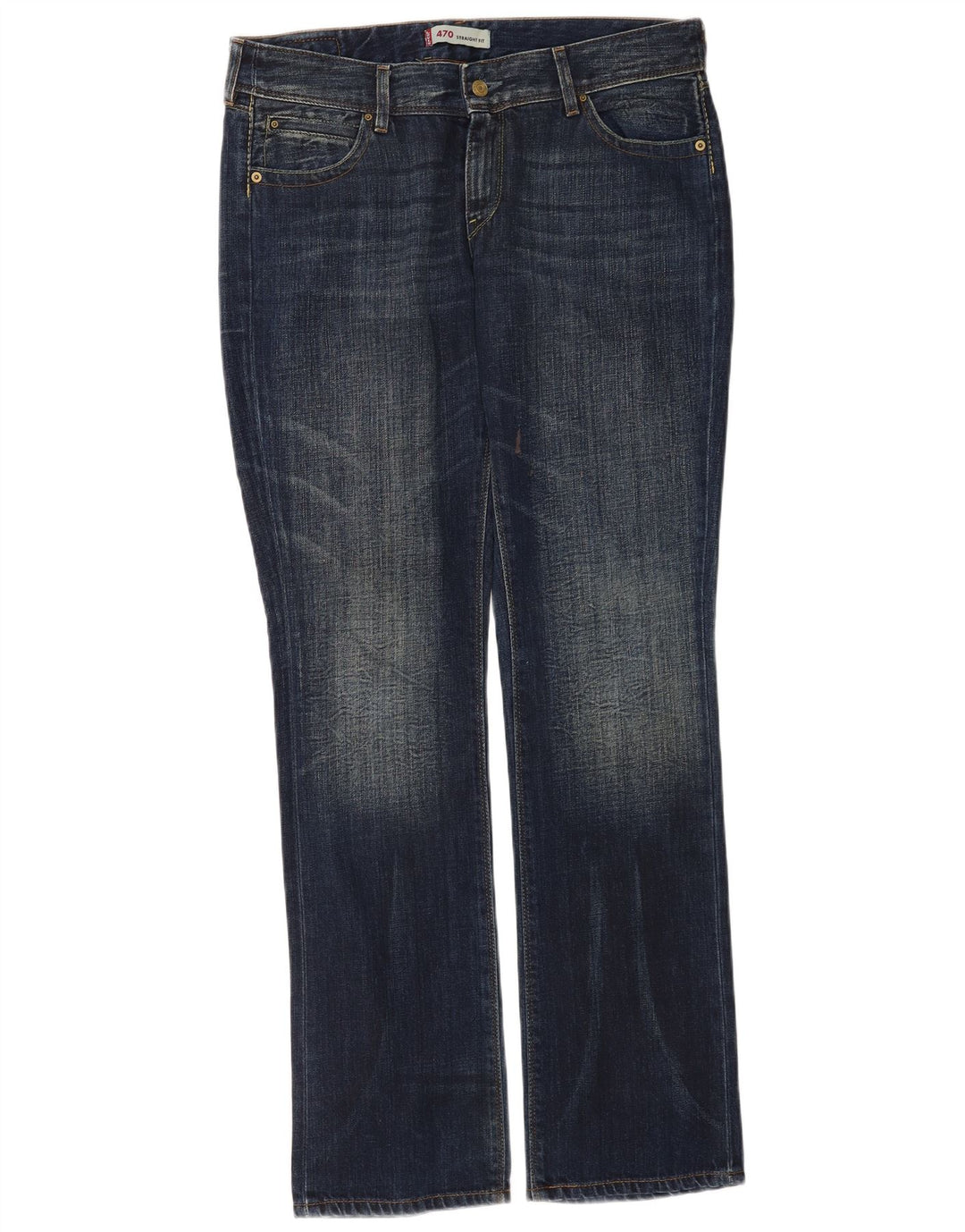 Levi's Jean Droit 470 Femme W33 L34 Bleu Marine Coton
