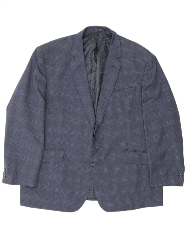 Pierre Cardin Veste blazer à 2 boutons pour homme UK 50 5XL Bleu marine à carreaux