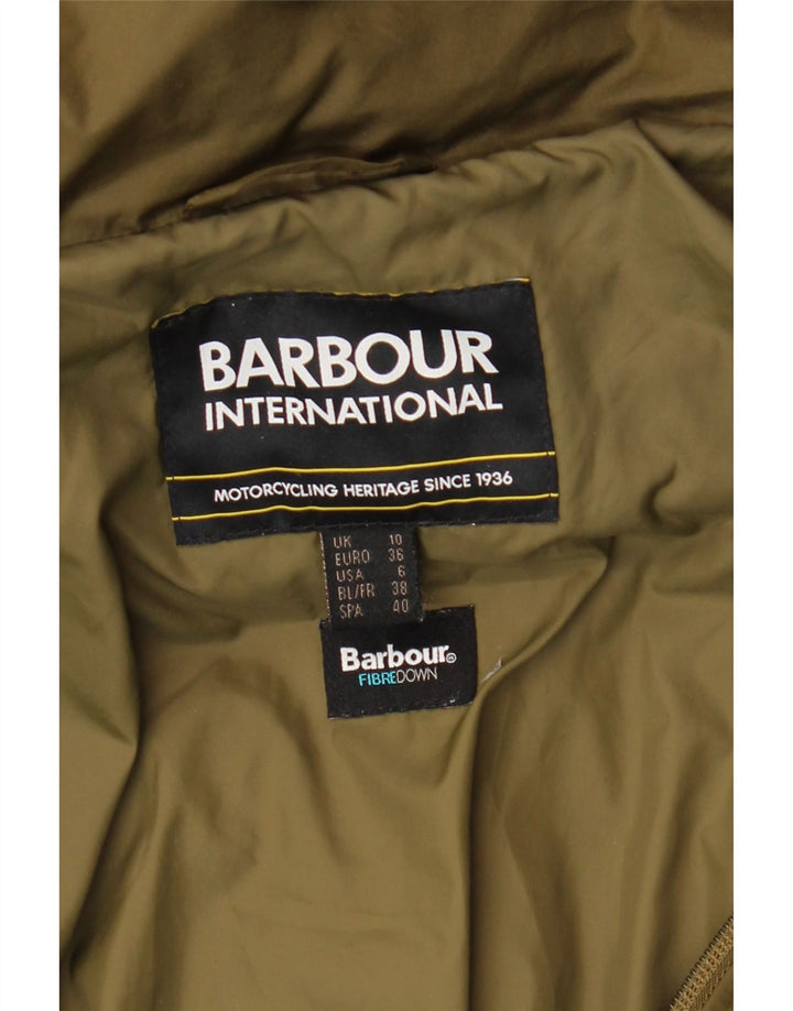 Barbour Manteau rembourré à capuche surdimensionné pour femme UK 10 Petit Kaki