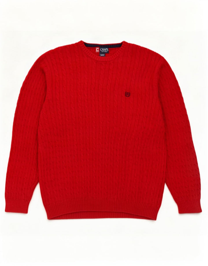 Chaps Pull à col rond pour homme en coton rouge Large