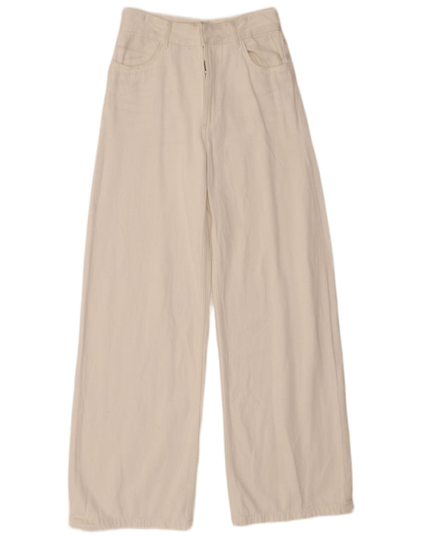 Zara Jean taille haute pour femme, jambe large, EU 36 XS W26 L31, coton blanc