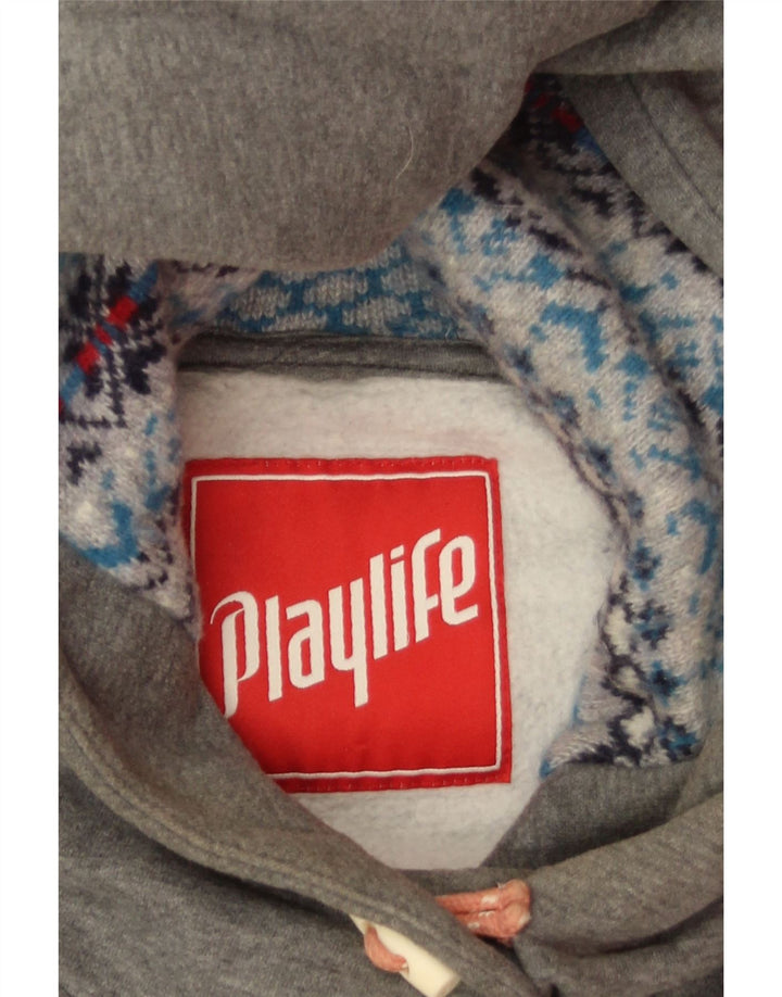 Playlife Pull à capuche pour femme UK 10 Petit Gris