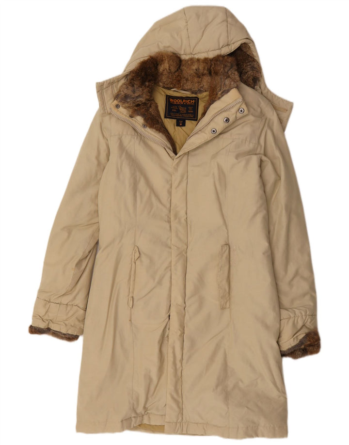 Woolrich Manteau matelassé à capuche pour femme UK 42 en coton beige moyen