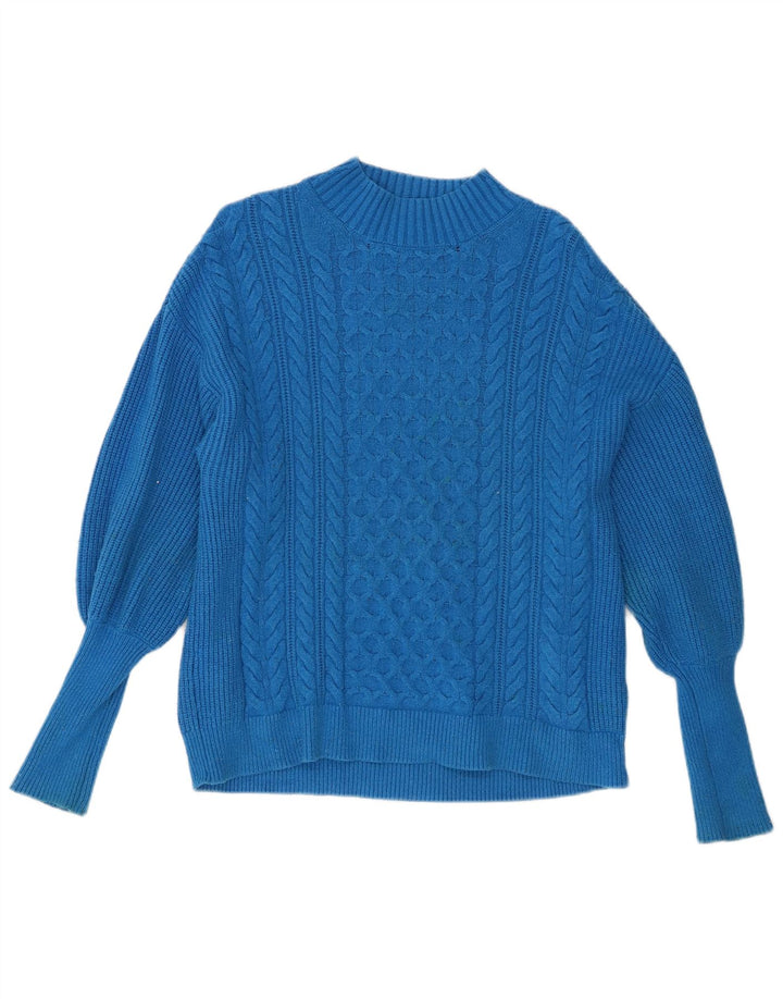 Marks & Spencer Pull col roulé pour femme UK 16 Large Bleu Viscose