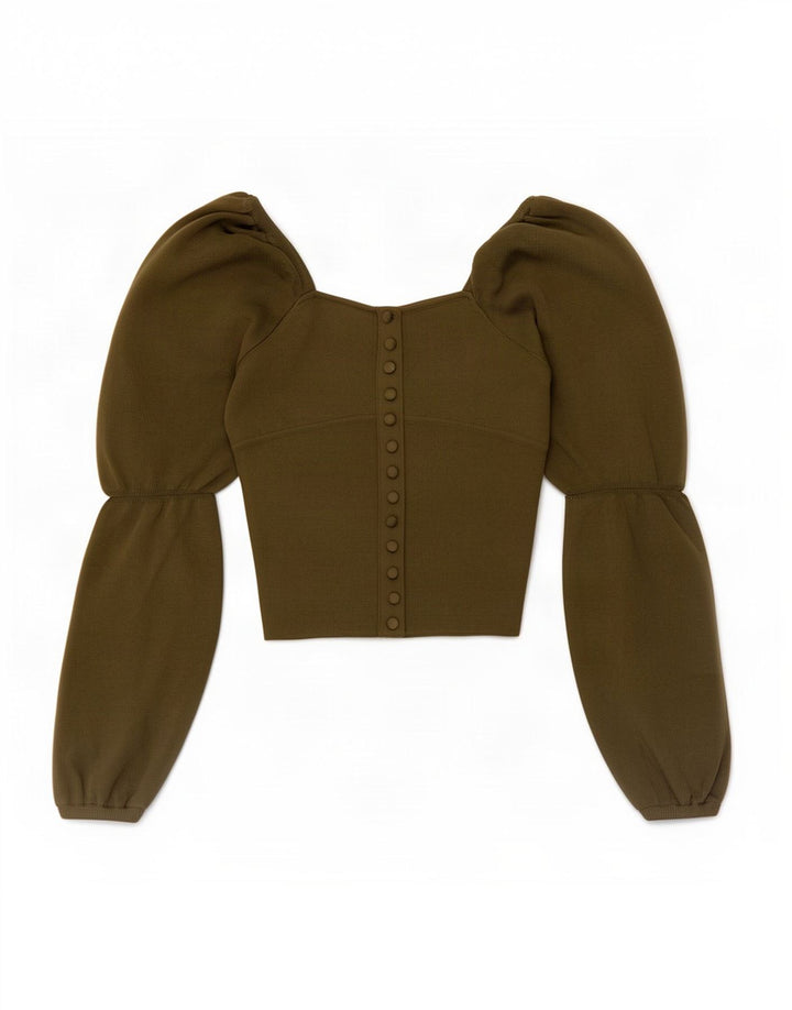 Zara Haut court à manches longues pour femme UK 8 Petit Vert