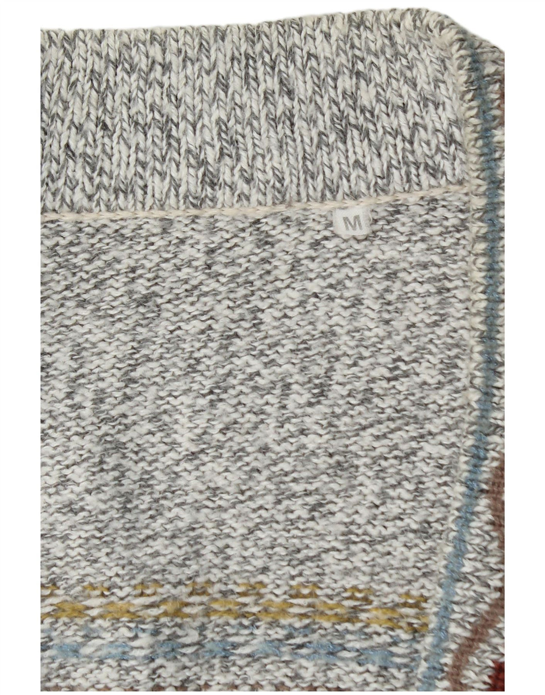 VINTAGE Pull Cardigan Homme Gris Moyen Fair Isle