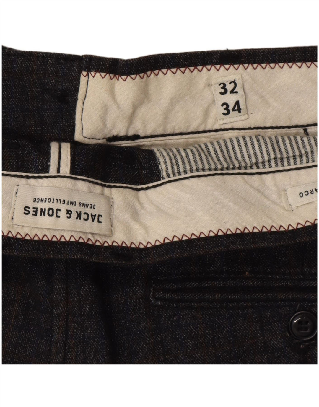 Jack & Jones Pantalon décontracté Marco Slim W32 L34 Gris à Carreaux Polyester