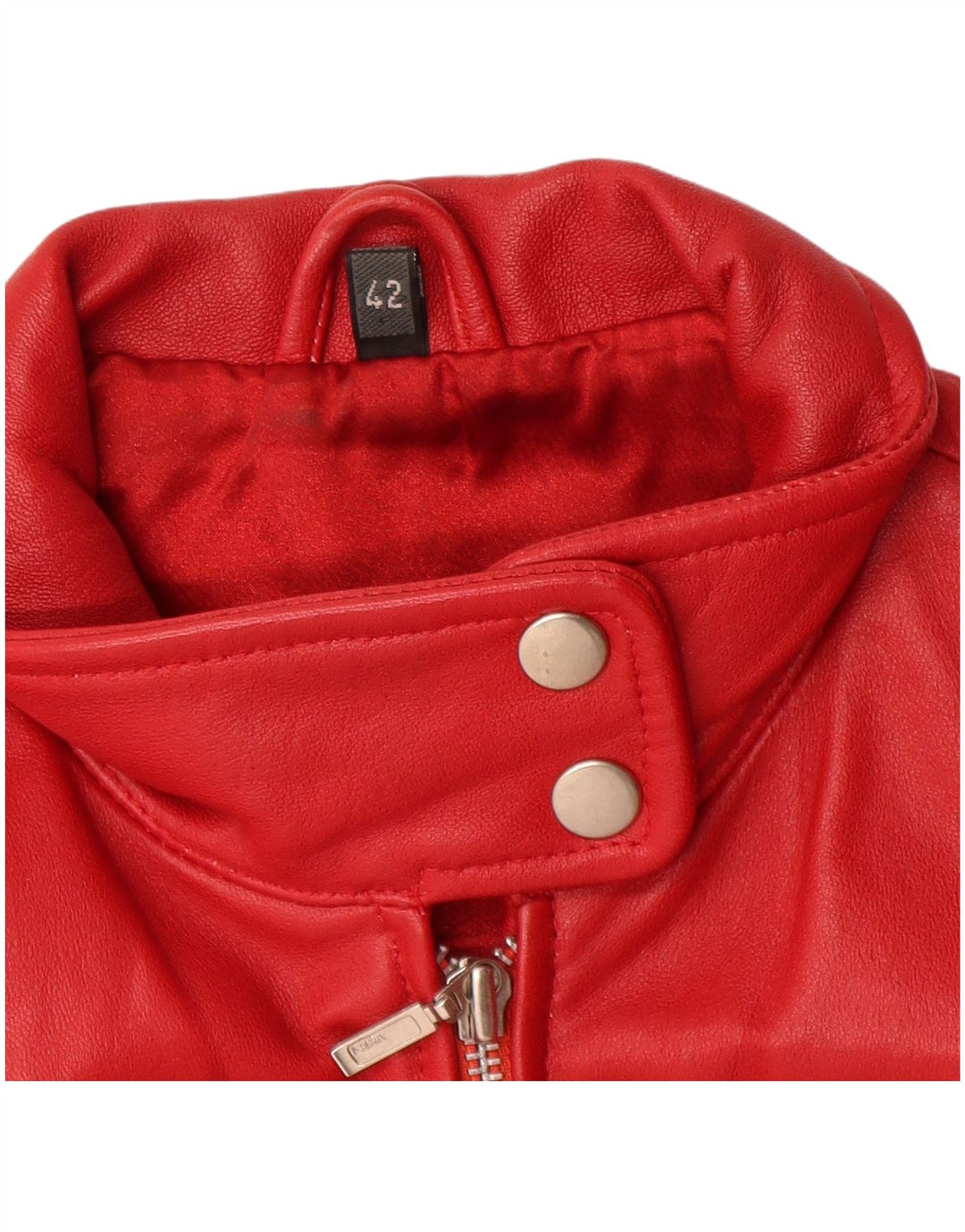 veste en cuir crop femme vintage IT 42 cuir rouge moyen