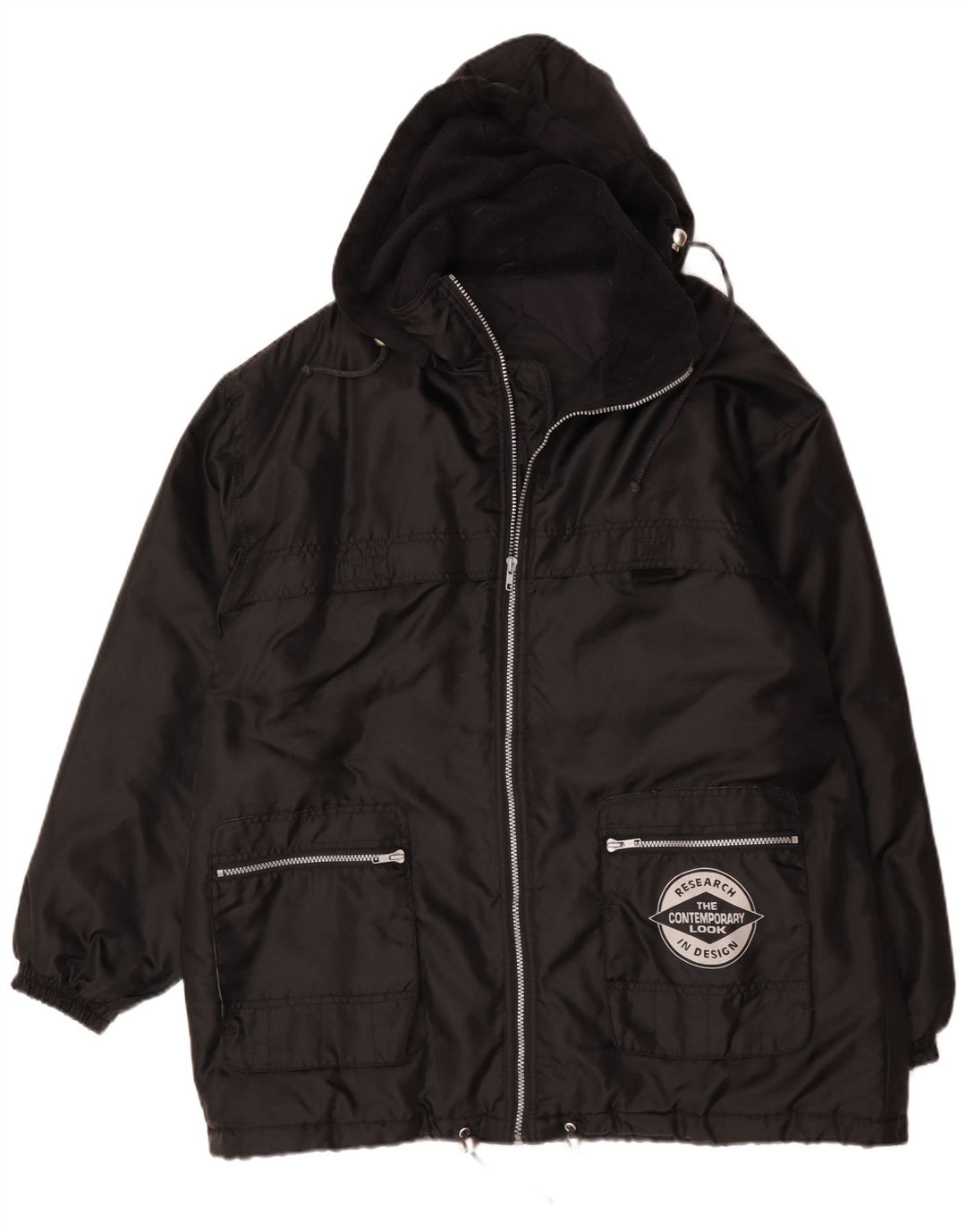 veste rembourrée à capuche vintage pour homme UK 42 XL Noir Polyamide