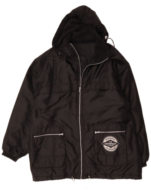 veste rembourrée à capuche vintage pour homme UK 42 XL Noir Polyamide
