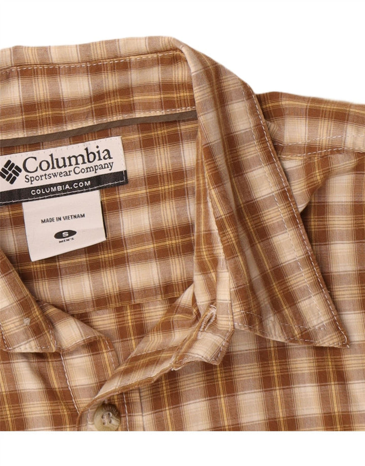 Columbia Chemise Homme Petit Carreau Marron Coton