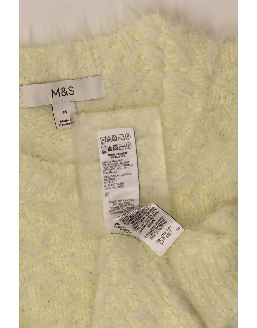 Marks & Spencer Pull à col rond pour femme UK 12 Jaune moyen moucheté