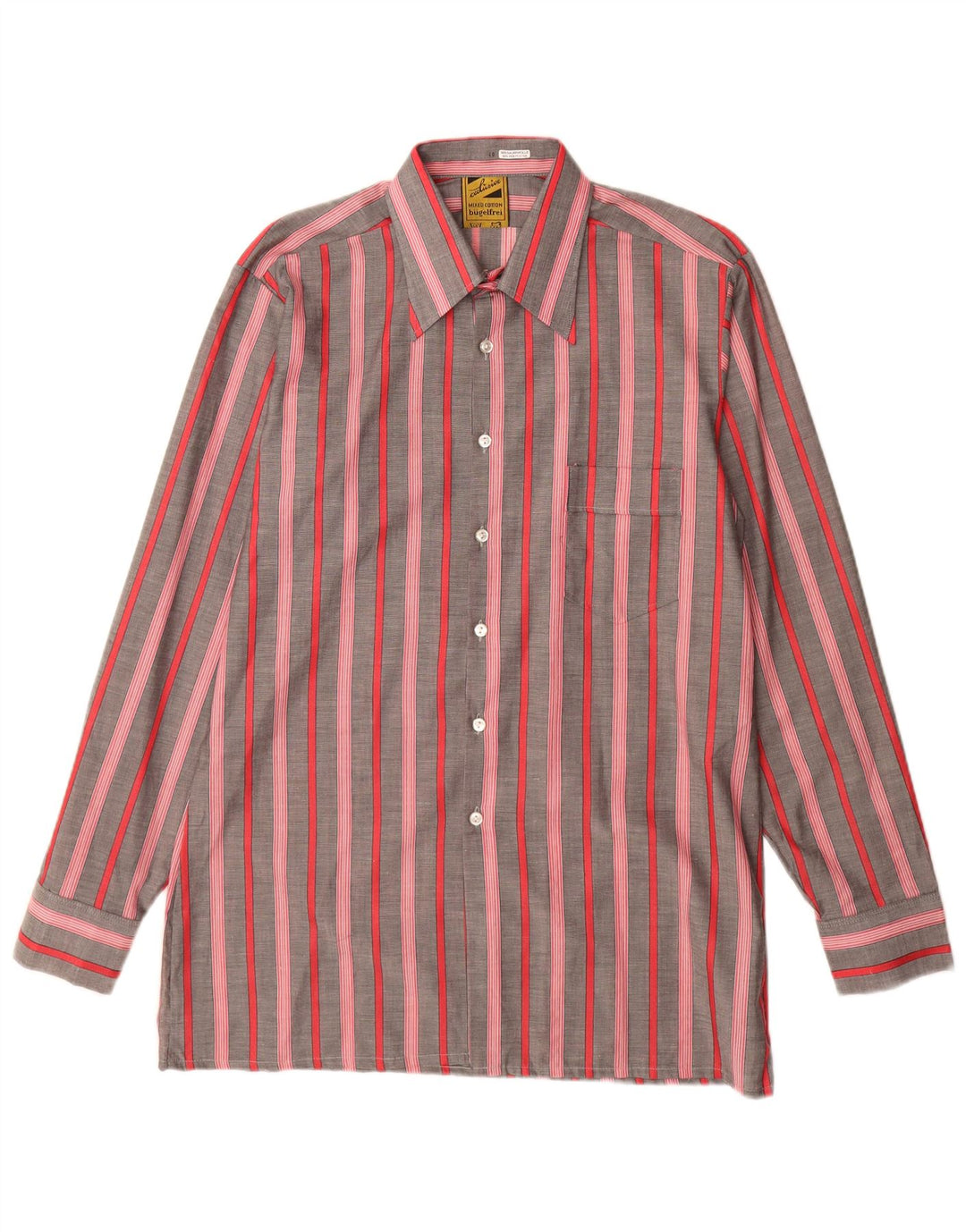 Bugelfrei Chemise Homme Taille 40 Coton Rayé Gris Moyen