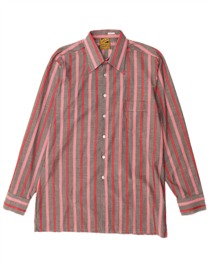 Bugelfrei Chemise Homme Taille 40 Coton Rayé Gris Moyen