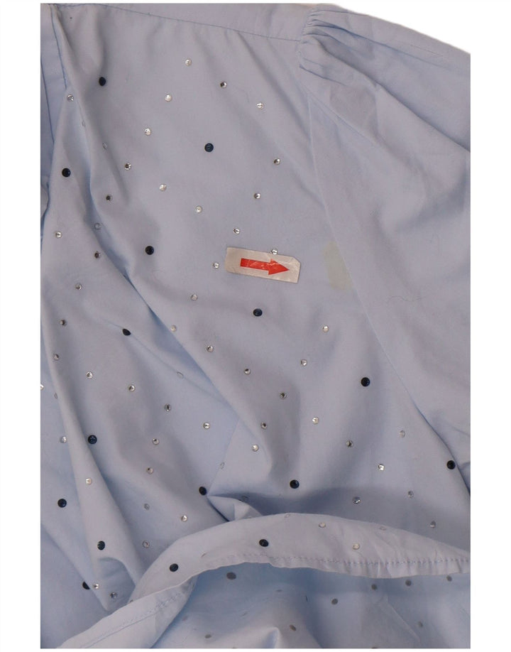 Zara Chemisier à manches 3/4 pour femme UK 14 Bleu moyen Coton