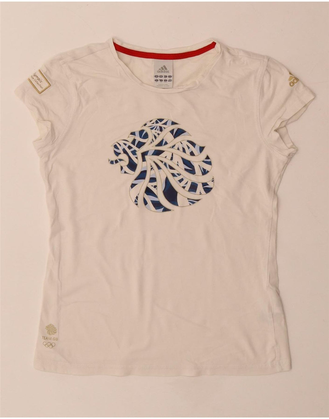 Adidas T-shirt graphique pour femme UK 16 Grand coton blanc